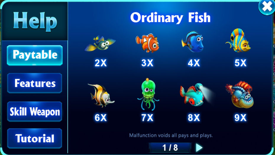 Ordinary Fish sample paytable